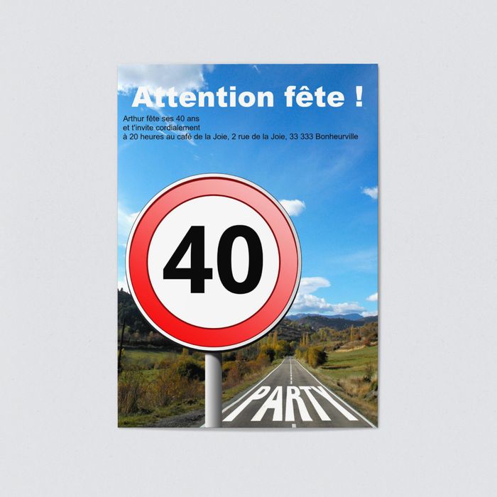 Panneau De Signalisation Invitations Anniversaire 40 Ans Personnalisables Bonnyprints Fr