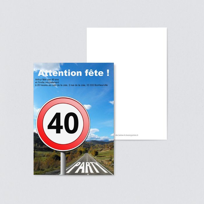 Panneau De Signalisation Invitations Anniversaire 40 Ans Personnalisables Bonnyprints Fr