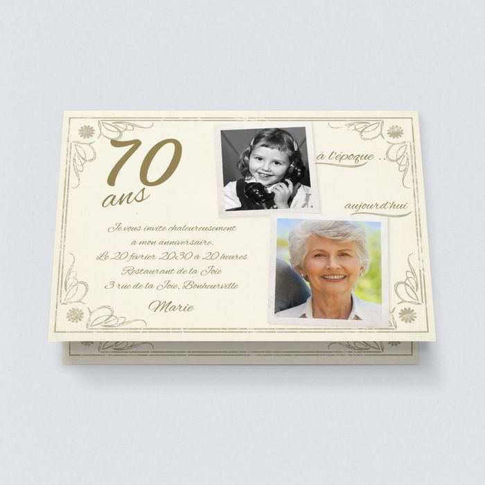 Vintage Invitation Anniversaire 70 Ans A Personnaliser Bonnyprints Fr