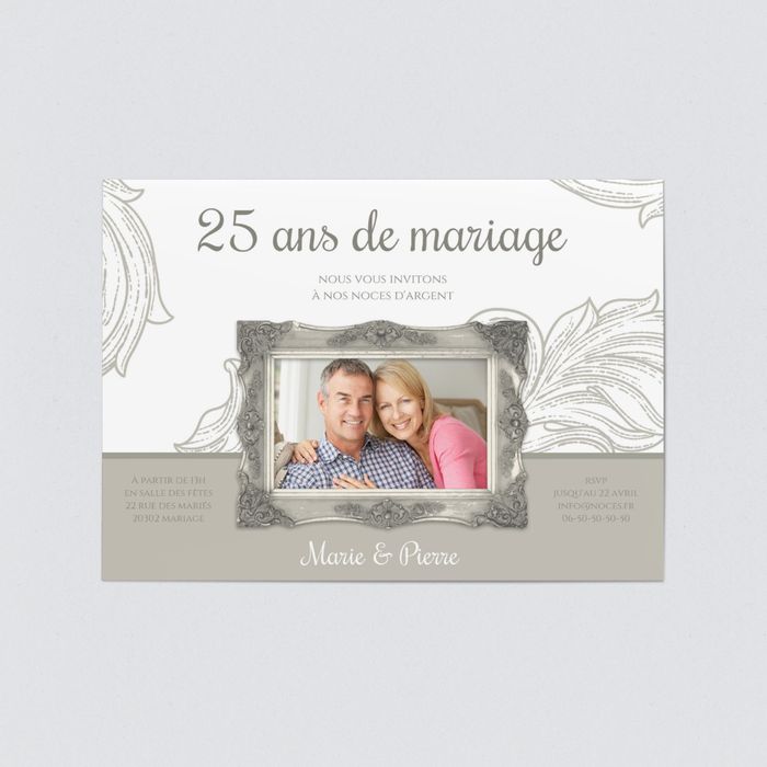 Cadre Invitation Anniversaire 25 Ans De Mariage Bonnyprints Fr