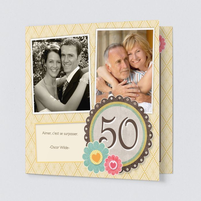 Bonheur D Or Invitation Anniversaire Mariage 50 Ans Bonnyprints Fr