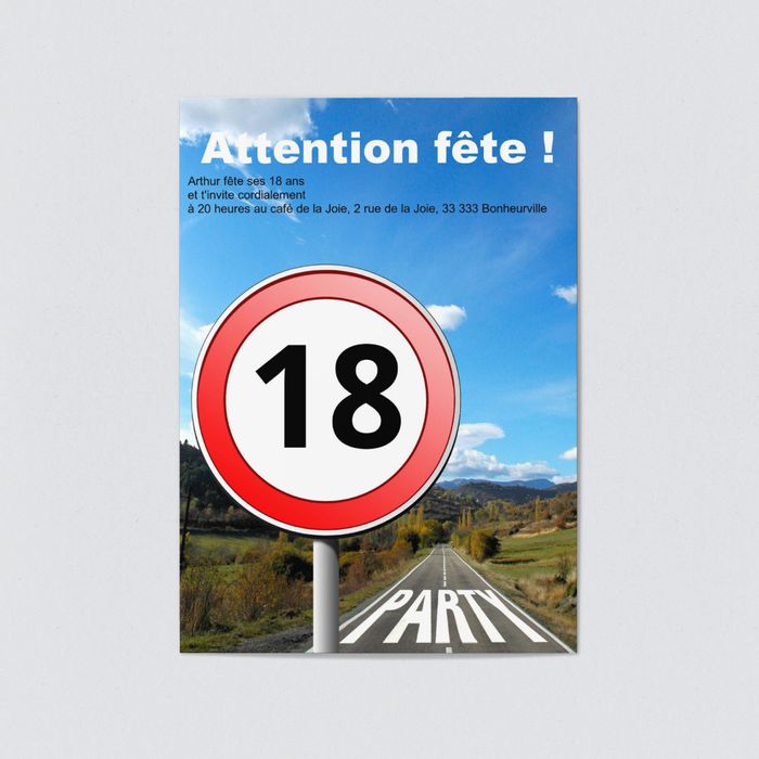 Panneau De Signalisation Carte D Invitation D Anniversaire 18 Ans A Personnaliser Bonnyprints Fr