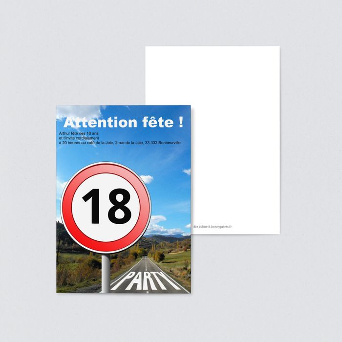 Panneau De Signalisation Carte D Invitation D Anniversaire 18 Ans A Personnaliser Bonnyprints Fr