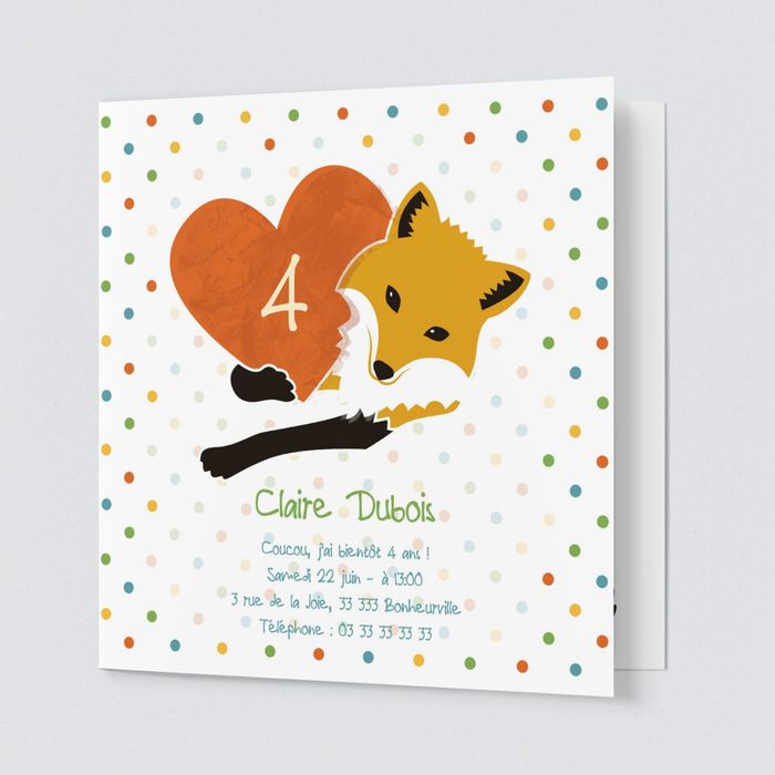 Cœur De Renard Cartes D Invitation Anniversaire Pour Enfants Bonnyprints Fr