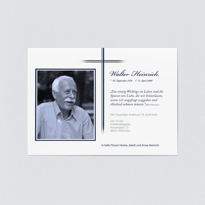 Trauerkarten Einladung Trauerfeier Beileid Karten Trauer Danksagung Bestattung