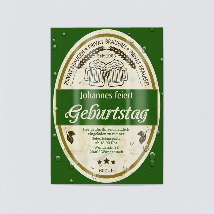 Bieretikett Einladungskarten 60. Geburtstag