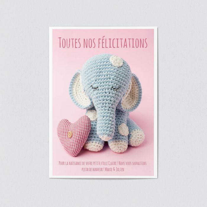 Petit Elephant Cartes De Felicitations Naissance A Personnaliser Bonnyprints Fr