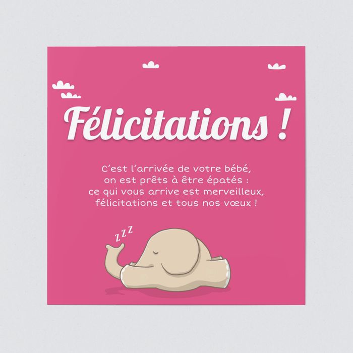 Elephant Endormi Cartes De Felicitations Naissance A Personnaliser Bonnyprints Fr