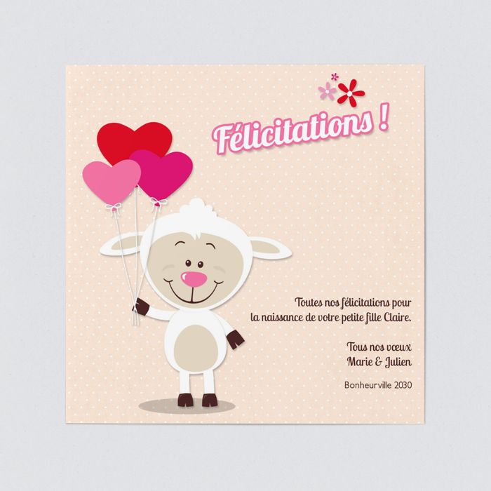 Petit Mouton Cartes De Felicitations Naissance A Personnaliser Bonnyprints Fr