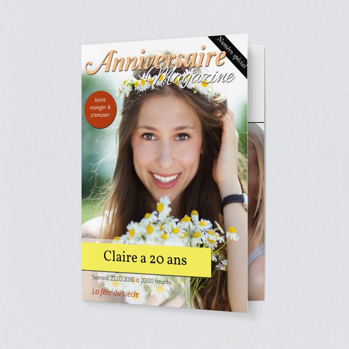 Anniversaire En Couverture Carte D Invitation D Anniversaire Ans A Personnaliser Bonnyprints Fr