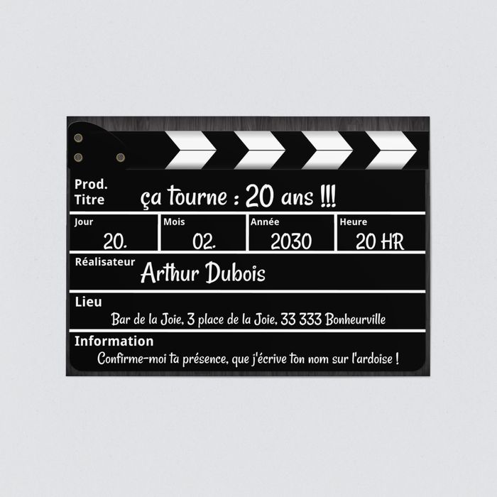 Clap Regie Carte D Invitation D Anniversaire Ans A Personnaliser Bonnyprints Fr