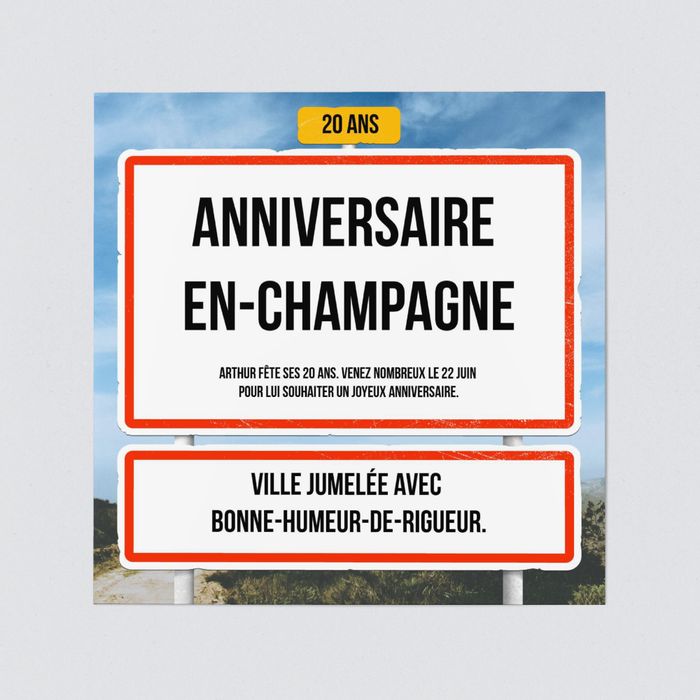 Panneau D Arrivee Carte D Invitation D Anniversaire Ans A Personnaliser Bonnyprints Fr