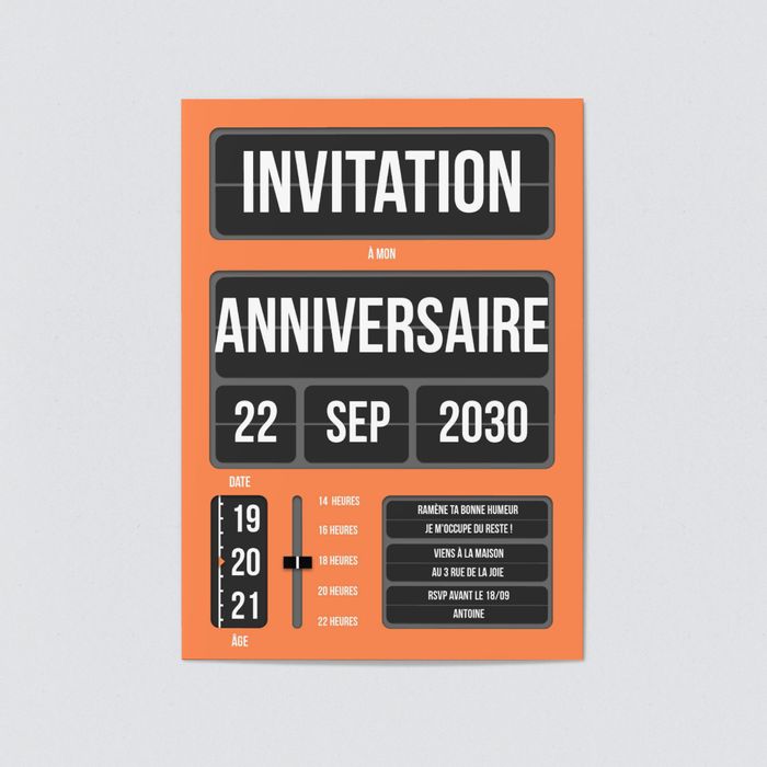 Anniversaire Affichage A Palettes Carte D Invitation D Anniversaire Ans A Personnaliser Bonnyprints Fr