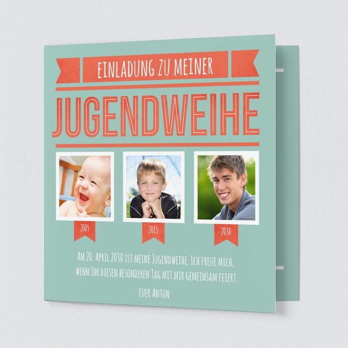 Retroschrift Einladungskarten Jugendweihe 