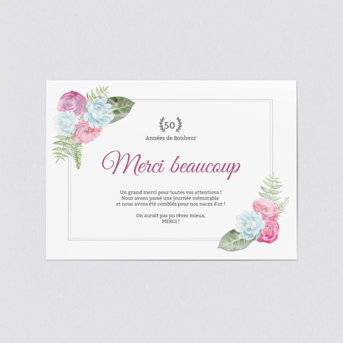 Fleurs Simple Remerciements 50 Ans De Mariage Bonnyprints Fr