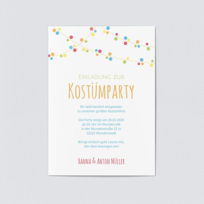 Kostumparty Girlande Einladungskarten Karneval Und Fasching