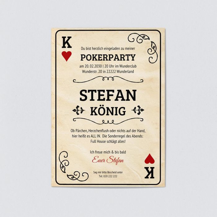 Pokerkarte Mann Einladungskarten 60 Geburtstag